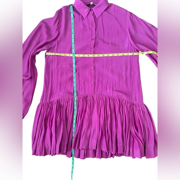 Purple Silk Mini Dress Karina Grimaldi Constance Solid Women Size XS Sm NO BELT - Picture 10 of 16